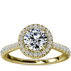 14k 黃金鑽石橋飾光環鑽石訂婚戒指（1/3 克拉總重量）